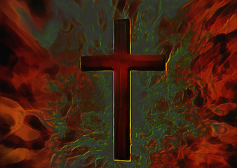 Image showing 3D Fiery Christian Cross