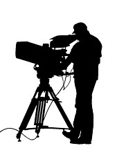 Image showing TV Camera and Operator Silhouette