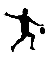 Image showing Sport Silhouette - Rugby Football Running Kicking For Touch