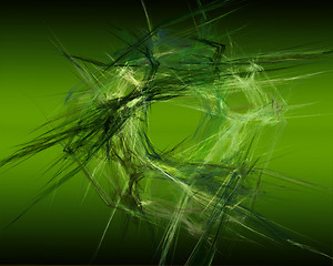 Image showing Abstract Fractal Art Green Circular Threads Object