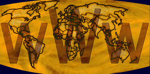 Image showing World Wide Web on Golden Word Map