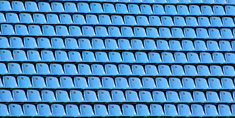 Image showing Empty Blue Stadium Chairs