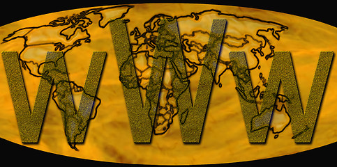 Image showing World Wide Web on Golden Word Map