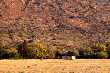 Image showing Abandoned Shack Against Majestic Mountain  