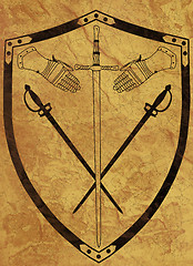 Image showing Ancient Shield of Arms on Brown Crackled Surface