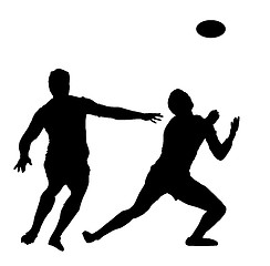 Image showing Sport Silhouette - Rugby Football Awaiting High Ball