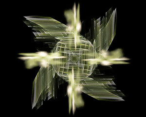 Image showing Abstract Fractal Art Green Fan Object