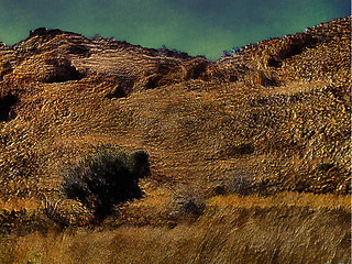 Image showing 3D Green Bush and Mountain