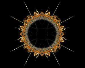 Image showing Abstract Fractal Art Golden Spiky Flower Object