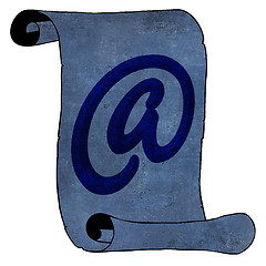 Image showing Modern Email Symbol on Blue Old Paper Scroll