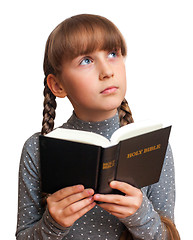 Image showing girl reading a  Bible