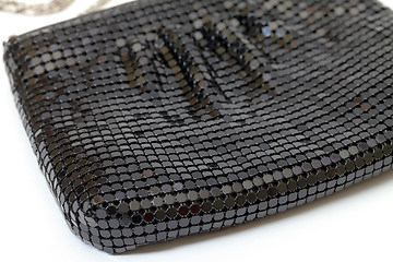 Image showing Classic black handbag, closeup