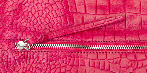 Image showing Textured pink leather with zipper