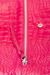 Image showing Textured pink leather with zipper