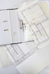 Image showing Architectural plans of the old paper and file with the project