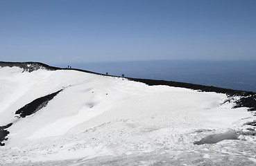 Image showing People on volcano mount Etna crater