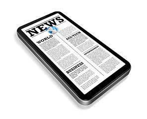 Image showing News on a mobile phone isolated on white