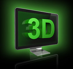 Image showing 3D television screen with 3D text