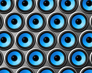 Image showing blue speakers wall