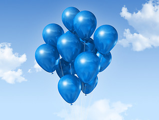 Image showing blue balloons on a blue sky