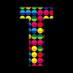 Image showing Alphabet Dots Color on Black Background T