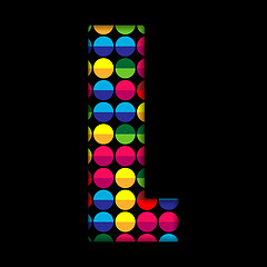 Image showing Alphabet Dots Color on Black Background L