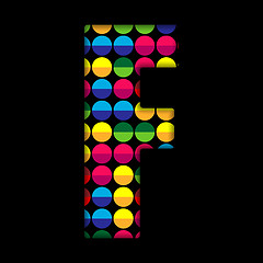 Image showing Alphabet Dots Color on Black Background F