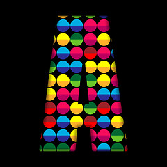 Image showing Alphabet Dots Color on Black Background A