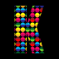 Image showing Alphabet Dots Color on Black Background K