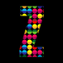 Image showing Alphabet Dots Color on Black Background Z