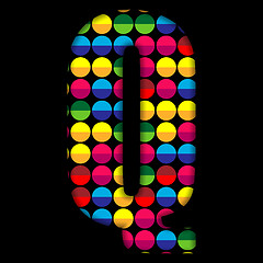 Image showing Alphabet Dots Color on Black Background Q