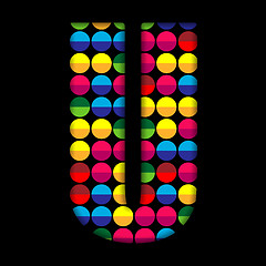 Image showing Alphabet Dots Color on Black Background U