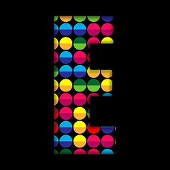 Image showing Alphabet Dots Color on Black Background E