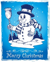 Image showing Winter snowman theme drawing 3