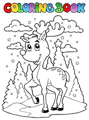 Image showing Coloring book reindeer theme 1