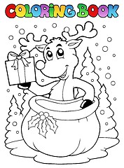 Image showing Coloring book reindeer theme 2