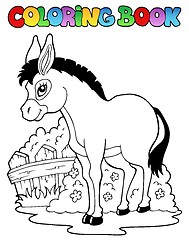Image showing Coloring book donkey theme 1