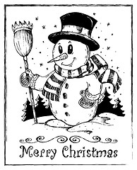 Image showing Winter snowman theme drawing 2