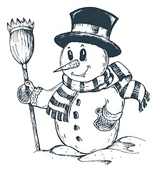 Image showing Winter snowman theme drawing 1