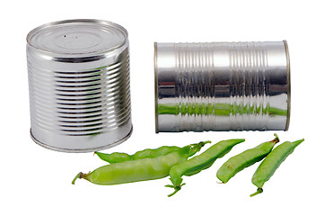 Image showing Pickled preserve pease tin can pot fresh one shell 