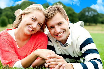 Image showing Attractive young couple in love. Great bonding
