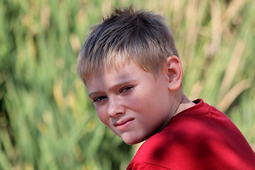 Image showing Close-up Attractive Young Boy Outdoors