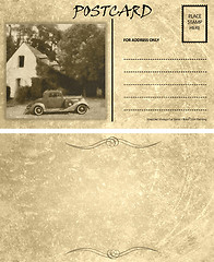 Image showing Vintage Empty Blank Motor Car Postcard Template Front Back