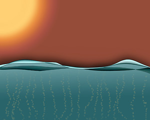 Image showing Clear Water Waves with Bubbles and Scorching Sun Background