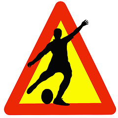 Image showing Rugby Player Silhouette on Traffic Warning Sign
