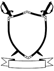 Image showing Isolated 16th Century War Shield with Crossed Swords and Banner