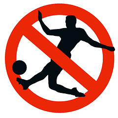 Image showing Soccer Player Silhouette on Traffic Prohibition Sign