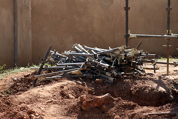 Image showing Heap Scaffolding Iron Pipes 