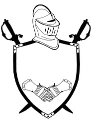 Image showing Isolated 16th CenturyWar Shield Swords Helmet and Gloves