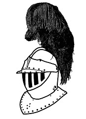 Image showing Isolated Full Face 16th Century War Helmet with Plumage